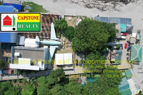 aerial drone shot with present construction